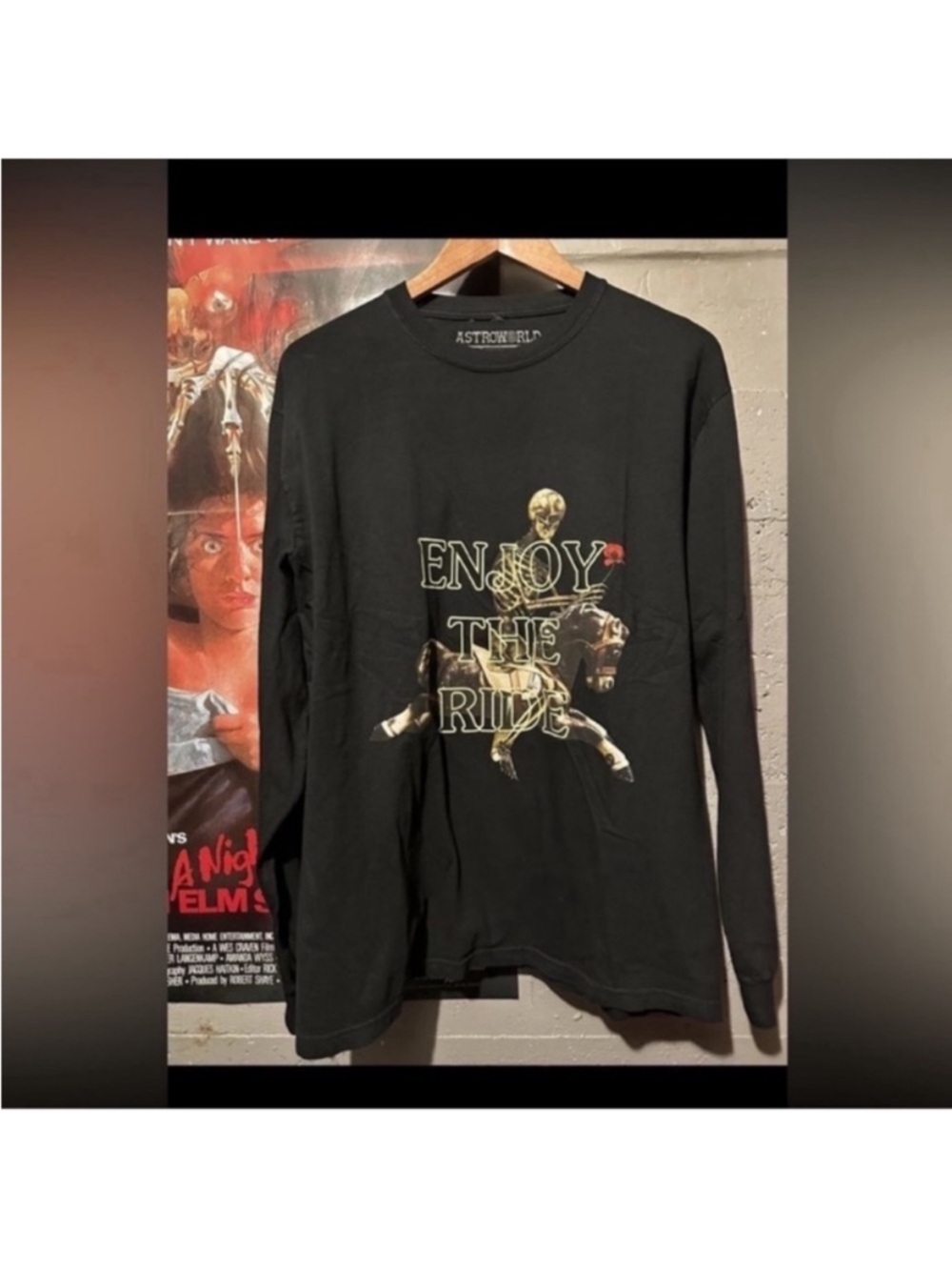 New Travis Scott ASTROWORLD "Enjoy The Ride" Long Sleeve T Shirt Sz L glow dark
